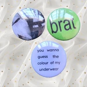 Handmade BRAT Button Pin Set